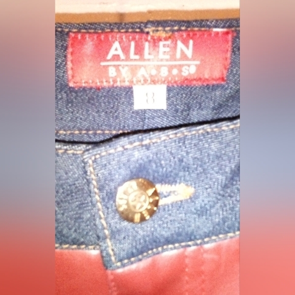 "ALLEN BY ABS FAUX LEATHER/ DENIM COTTON JEANS - Picture 3 of 13
